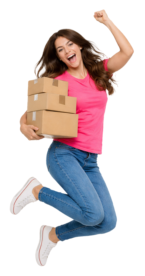 Chica feliz saltando